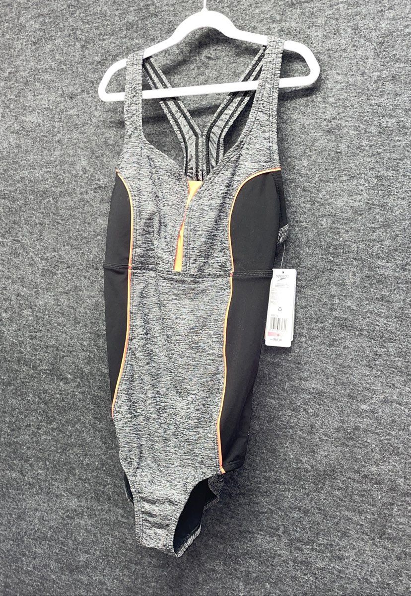 Speedo Women's SpeedoFit Core Compression One Piece Swimsuit Gray NWT Sz 10