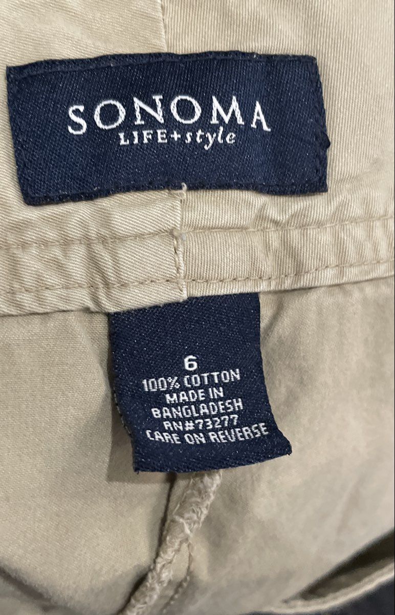 Sonoma Women's Cream Button Front Utility Cargo Skort Khaki Size 6