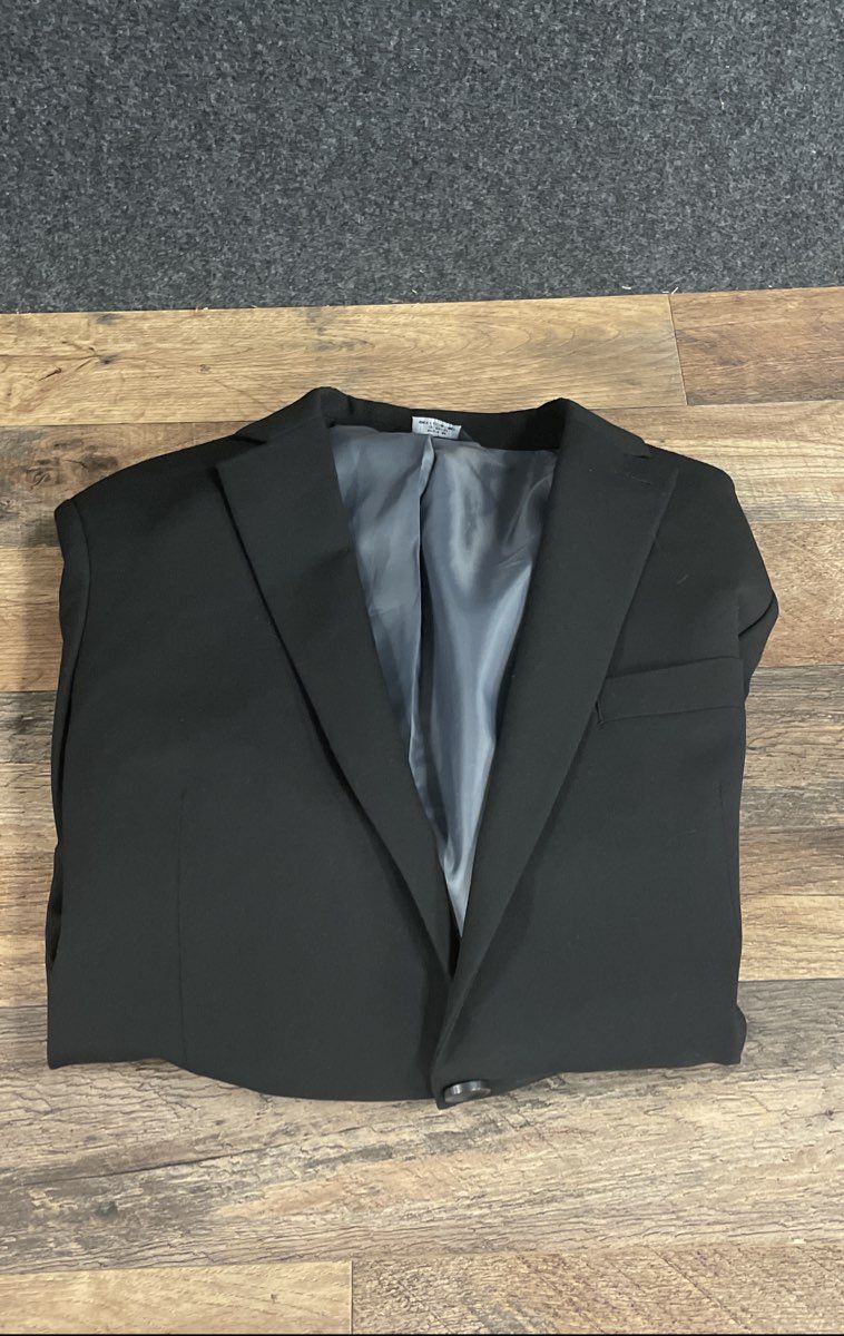 J.M. Haggar Men's Black Blazer Jacket Two Button Notch Lapel Double Vent Sz 42R