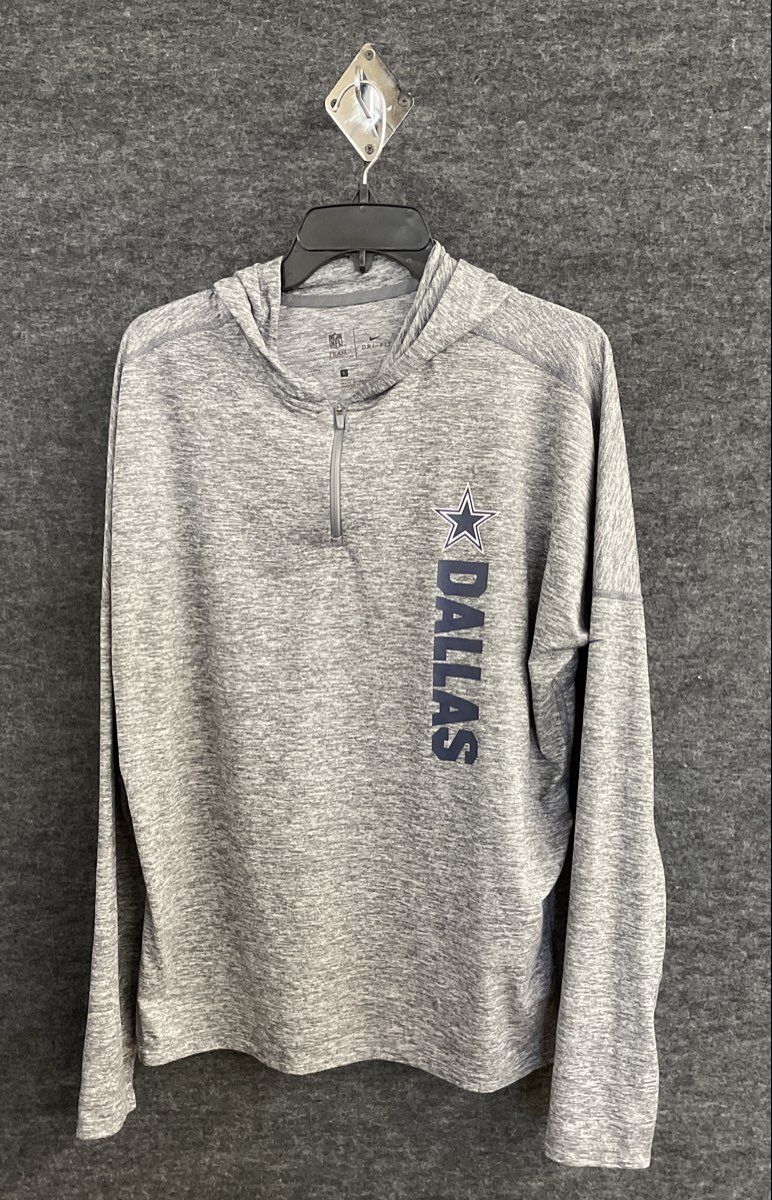 Nike Men's Dallas Cowboys Gray Dri-FIT Quarter Zip Pullover Hoodie Size L