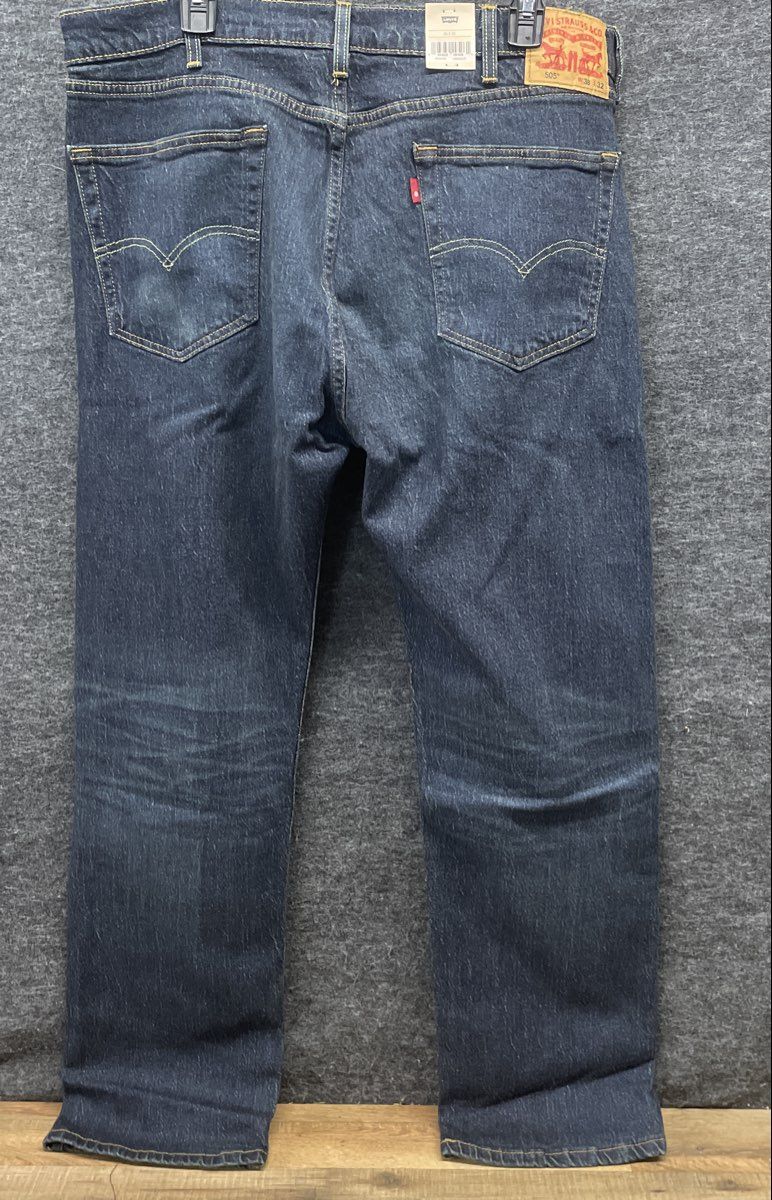 Levi's Men's 505 Regular Fit Straight Leg Stretch Jeans Dark Wash NWT Sz 38x32
