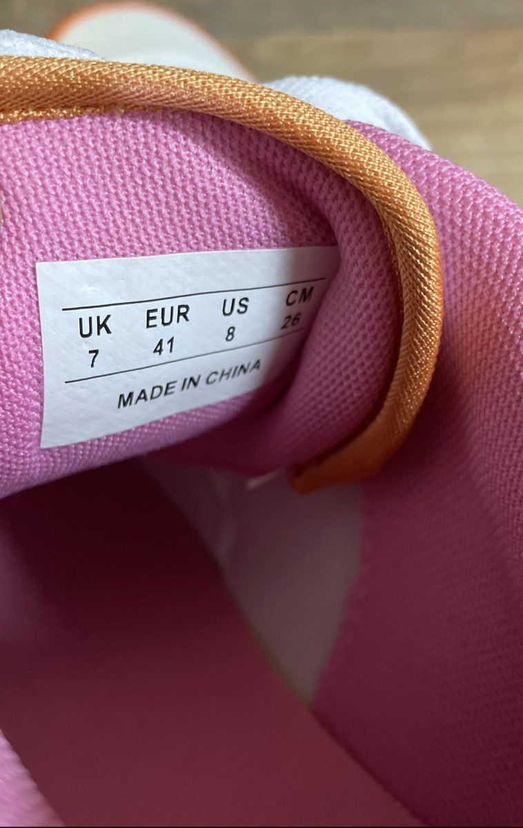 Brand X White Orange Pink Flame Graphic Chain Lifestyle Sneakers Size 8