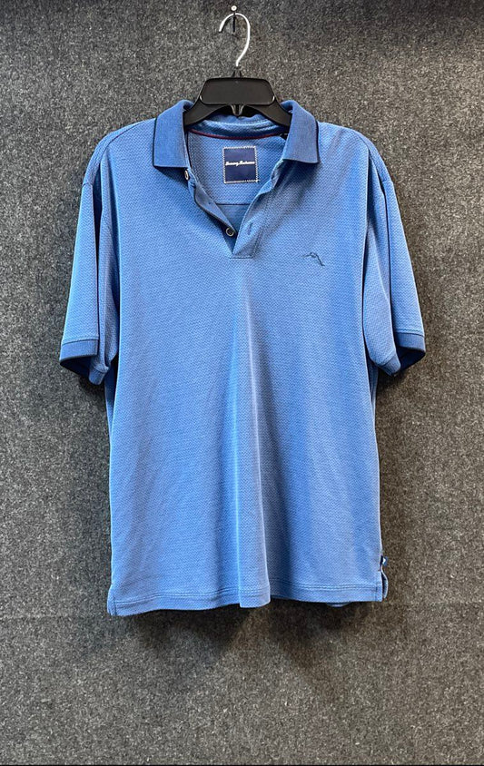 Tommy Bahama Men's Blue Textured Modal Blend Short Sleeve Polo Shirt Sz M
