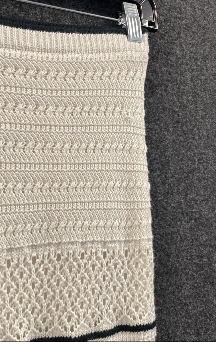 Abercrombie & Fitch Women's Crochet Knit Maxi Dress Cream Navy Stripe NWT XST