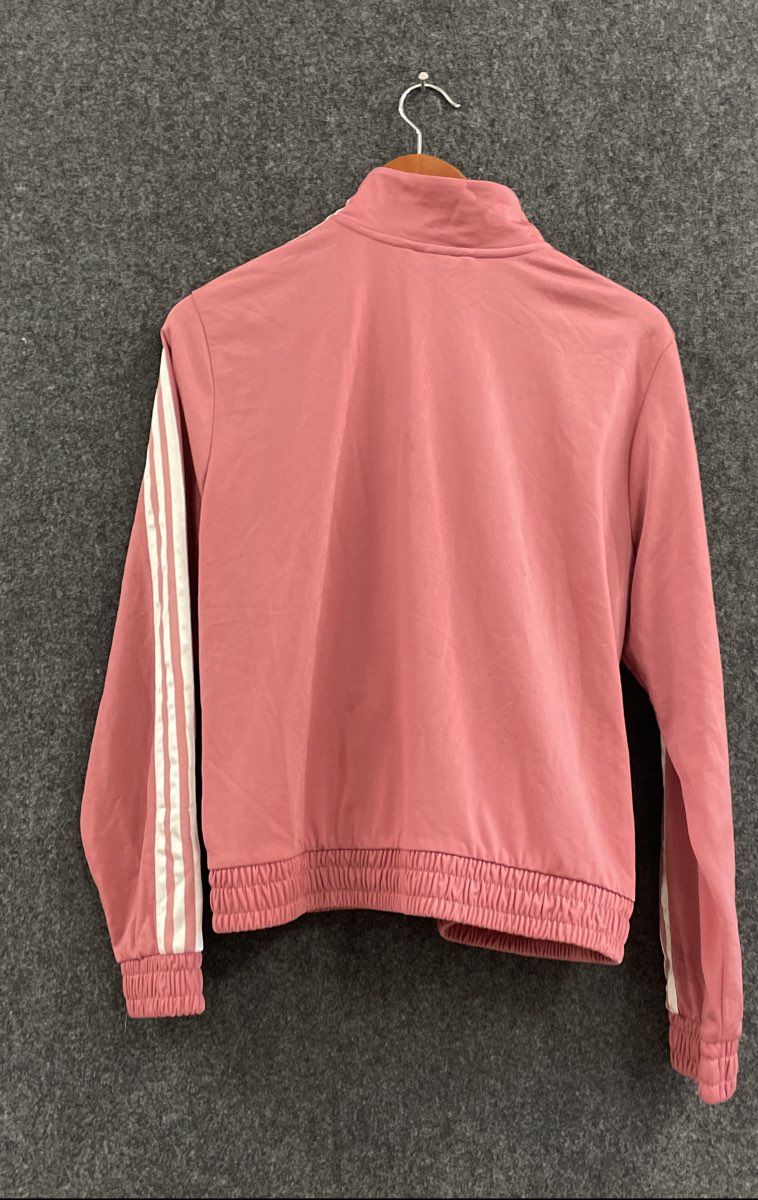 Adidas Women's Pink 3-Stripe Full Zip Track Jacket Sz L