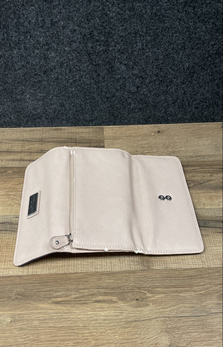 Tommy Hilfiger Light Pink Pebbled Trifold Flap Wallet Silver Hardware