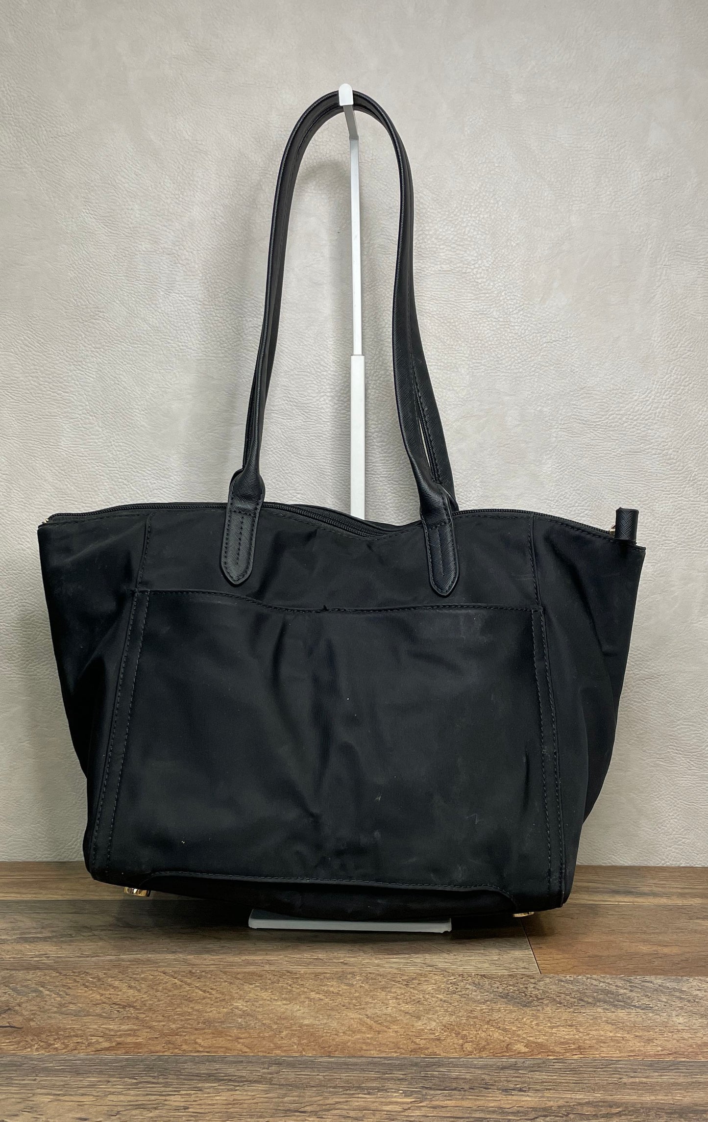 Michael Kors Black Nylon Saffiano Leather Trim Tote Bag Gold Hardware