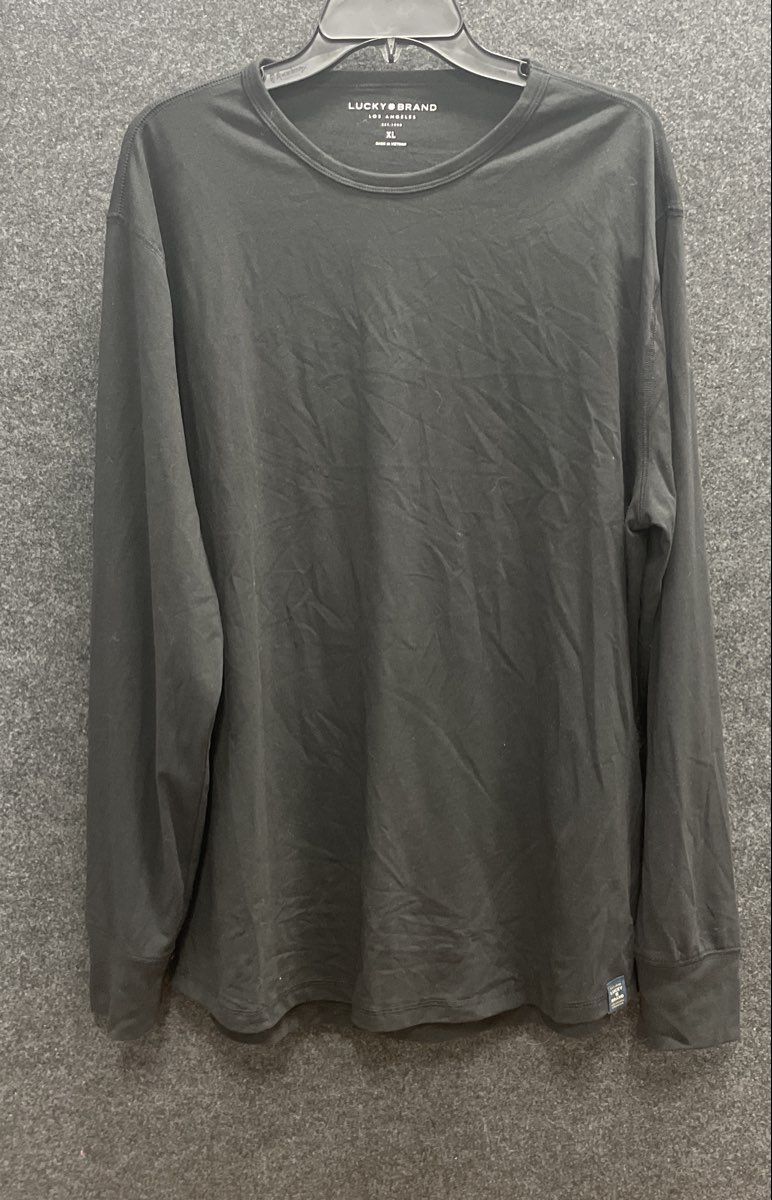 Lucky Brand Men's Black Long Sleeve Crew Neck T-Shirt Cotton Blend Stretch Sz XL