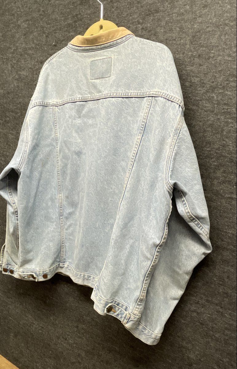 Arizona Jean Company Men's Vintage 90s Light Wash Denim Jacket Faux Collar XL