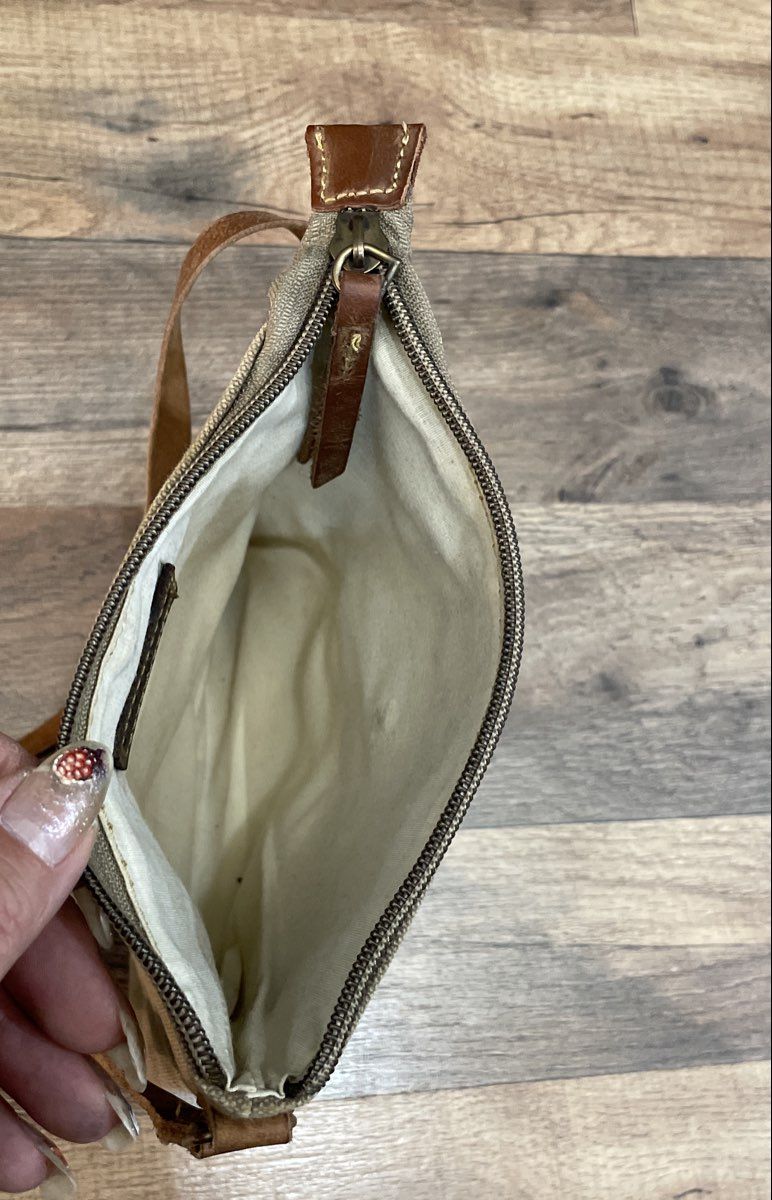 Cargo ii Khaki Canvas Brown Leather Crossbody Bag Utility Pockets