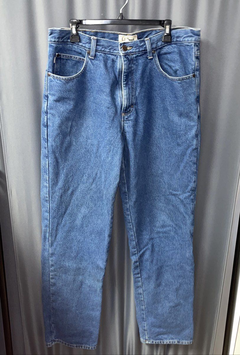 L.L. Bean Men's Blue Natural Fit Flannel Lined Denim Jeans Sz 36x34