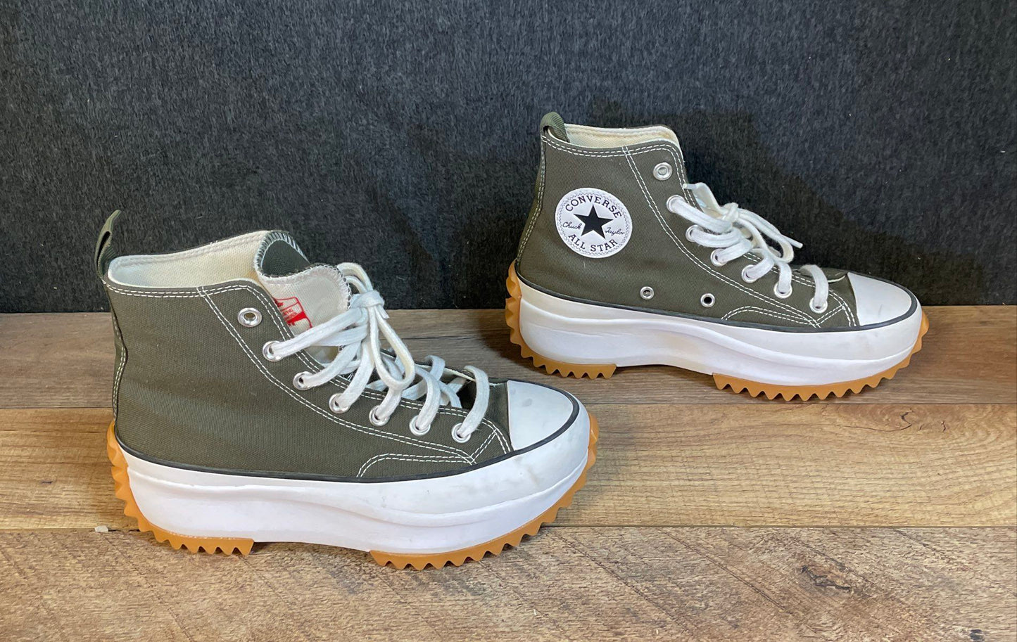 Converse Run Star Hike Hi Olive Green Platform High Top Sneakers Size M 5 W 6.5