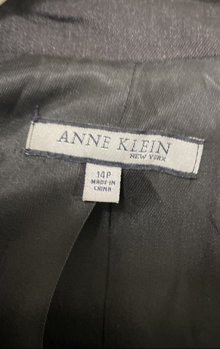 Anne Klein Women's Charcoal Gray Wool Blend Single Button Tailored Blazer Sz 14P