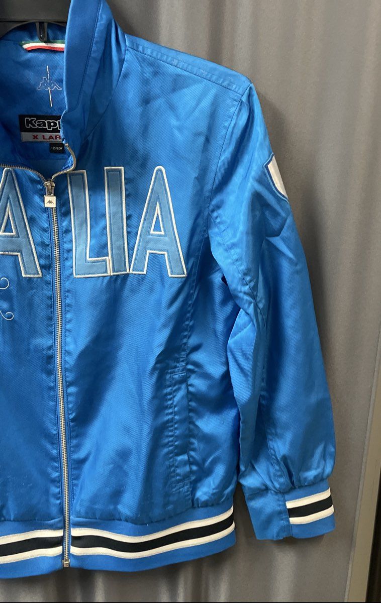 Kappa Men's Blue Italia Full Zip Track Jacket Embroidered Italy Soccer Sz XL