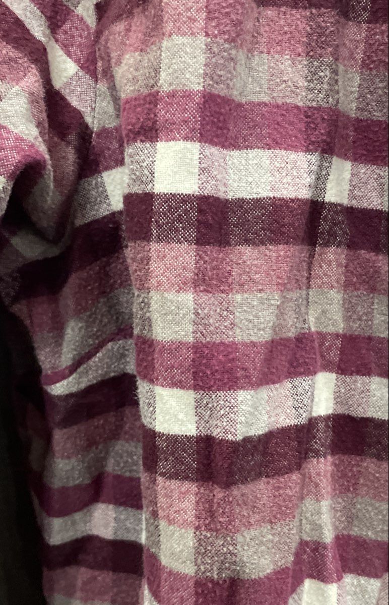 LL Bean Women's Magenta Scotch Plaid 100% Cotton Button Up Flannel Shirt Sz S