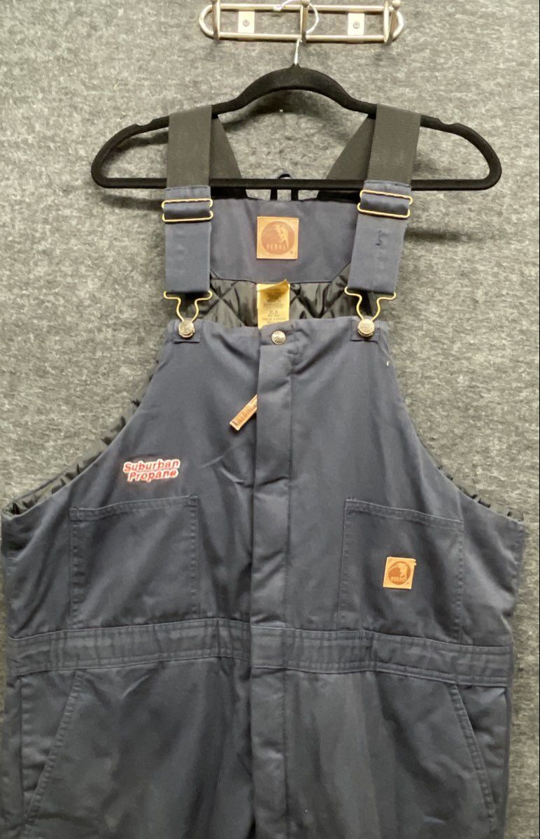 Berne Men's Navy Blue Insulated Quilted Bib Overalls Suburban Propane Sz XL