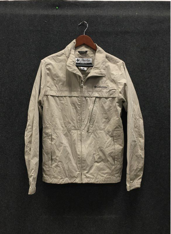 Columbia Men's Beige Full Zip Windbreaker Jacket Cotton Blend Sz M