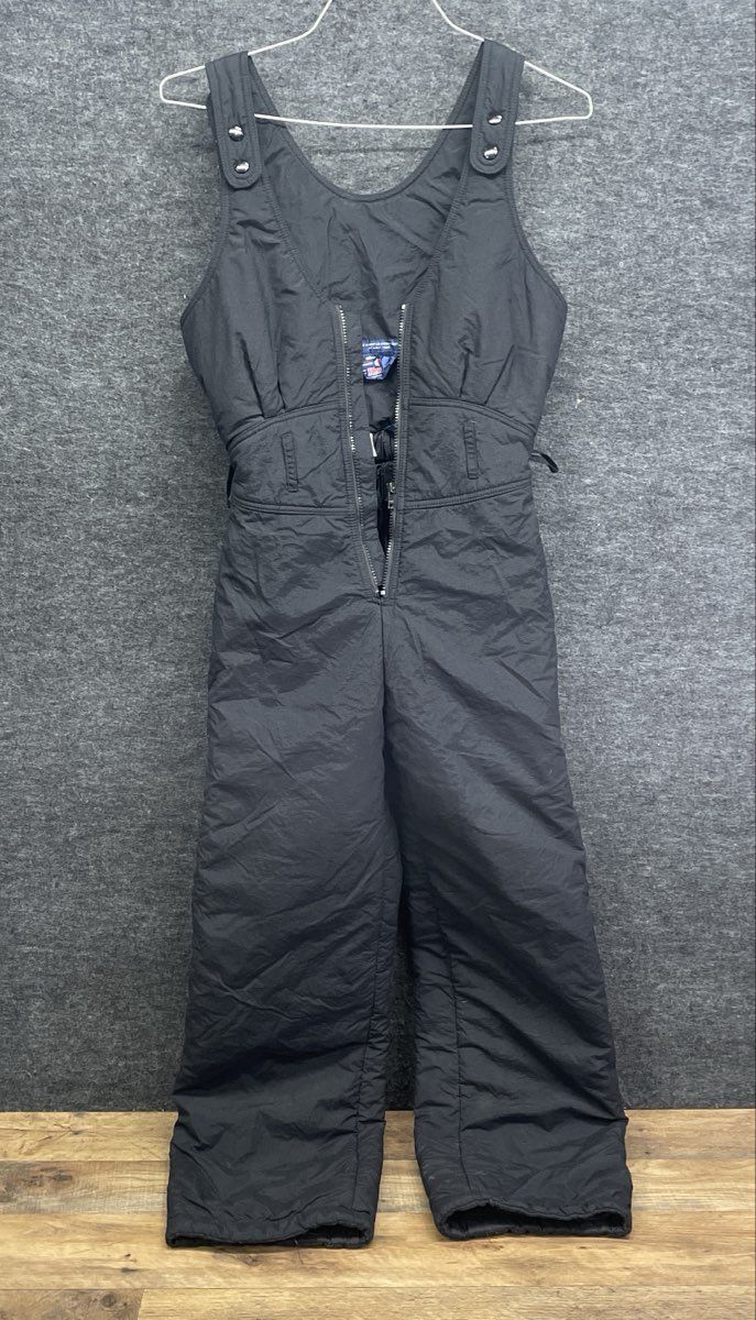Vintage 80s Herman's Women's Black Insulated Ski Bib Overalls Sz S