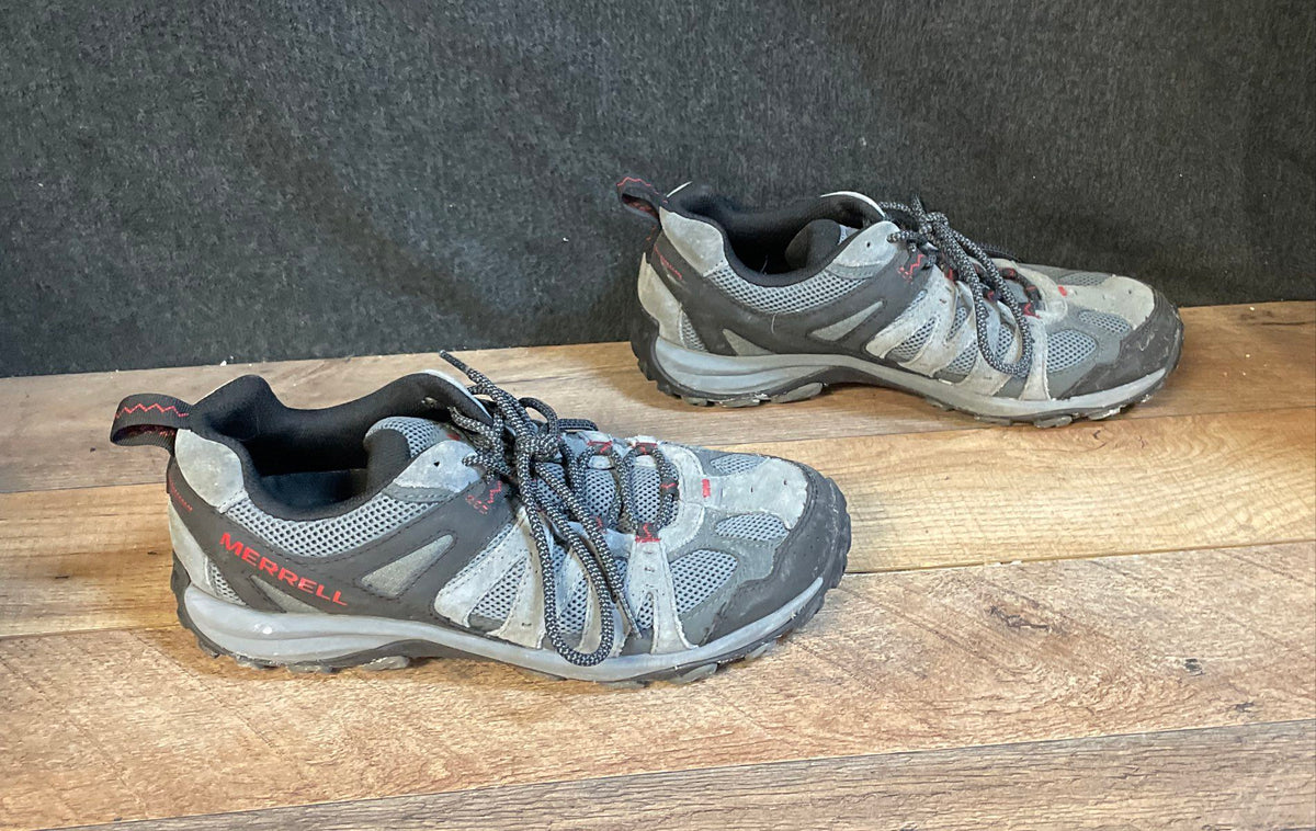 Merrell Alverstone Men's Gray Black Red Trail Hiking Shoes Size 9