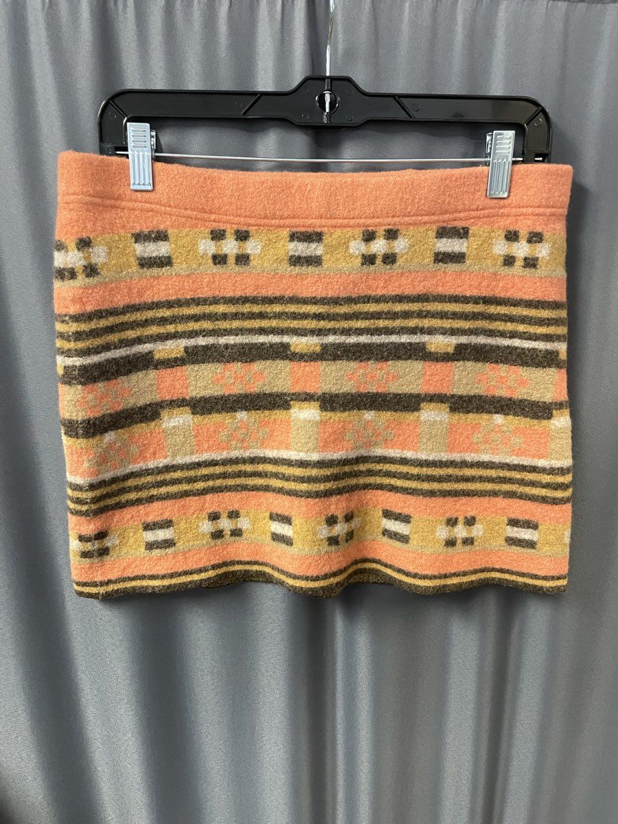Toad & Co Women's Orange Geometric Patterned 100% Wool Sweater Skirt Size M