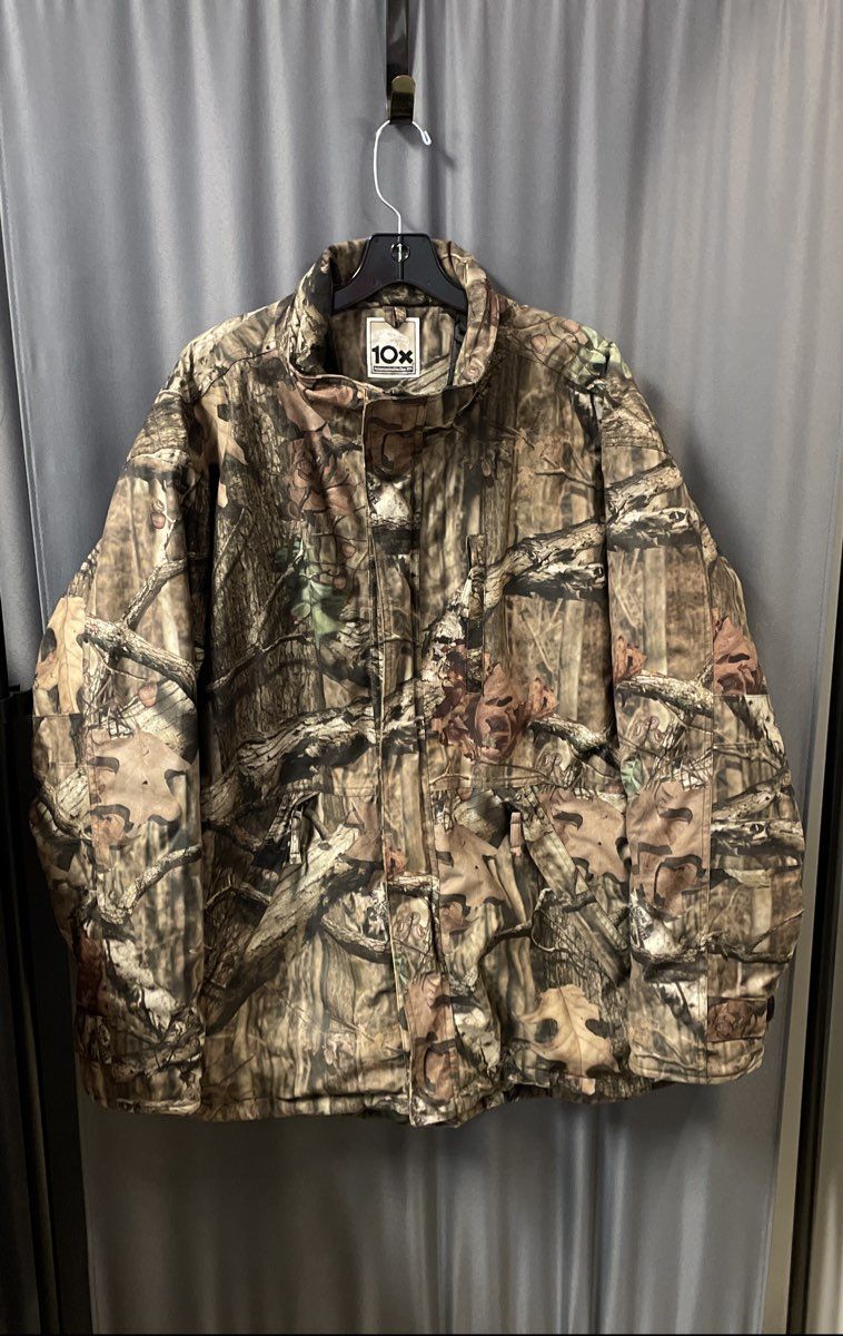 10X Men's Camo Hunting Jacket Mossy Oak Break Up Infinity Parka Sz XL