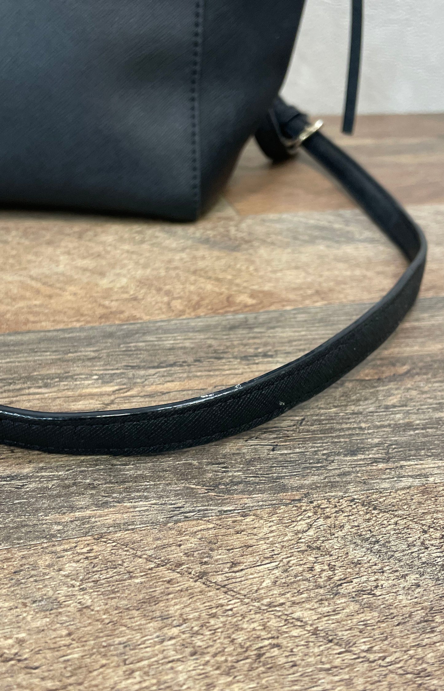 Kate Spade Black Saffiano Leather Top Handle Satchel Crossbody Bag Gold Hardware