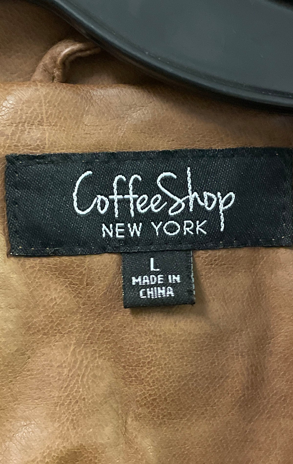 CoffeeShop New York Women's Brown Faux Leather Lace Up Moto Jacket Sz L