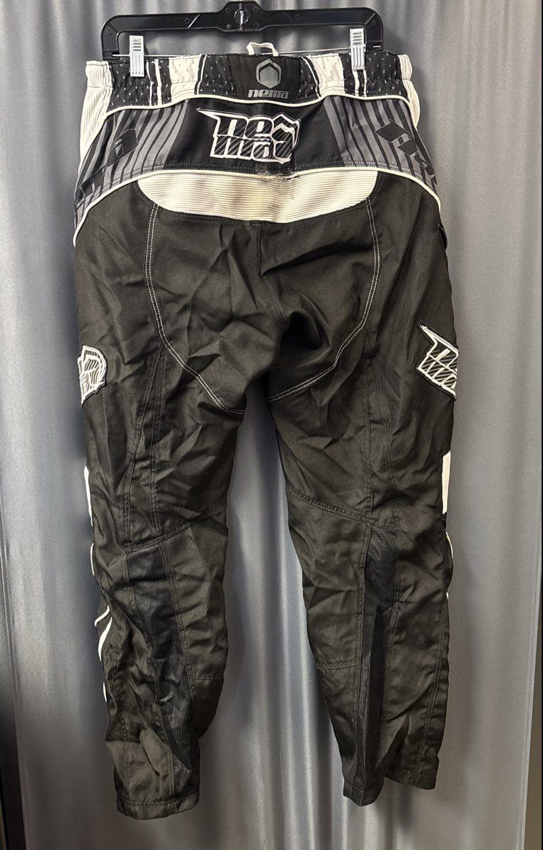 Vintage Nema BMX Downhill Motocross Race Riding Pants Black White Sz 36