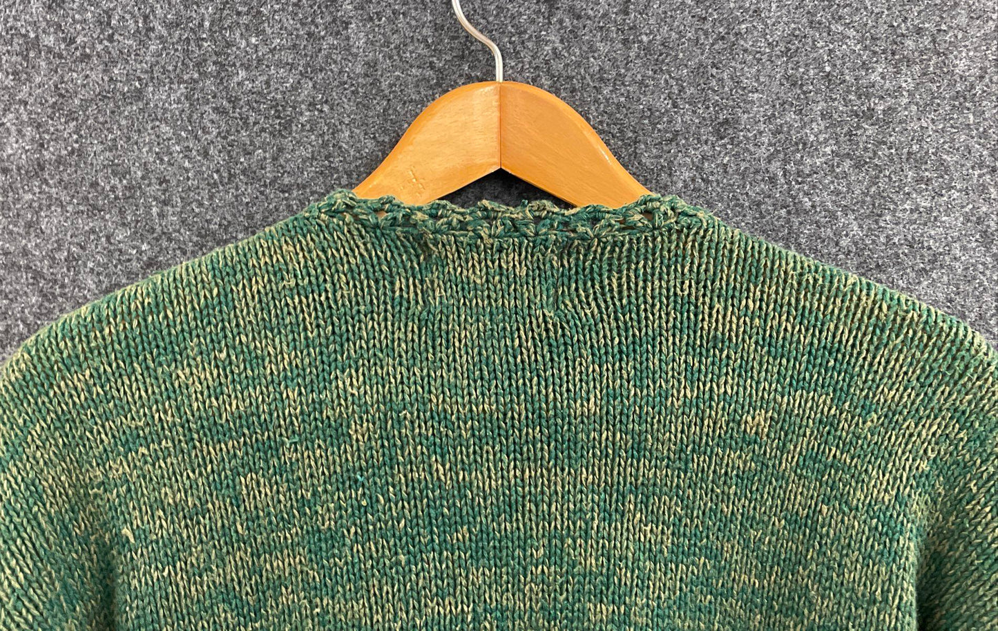 Vintage 90s Tiara Petites Women's Green Floral Knit Ramie Cotton Sweater Sz L