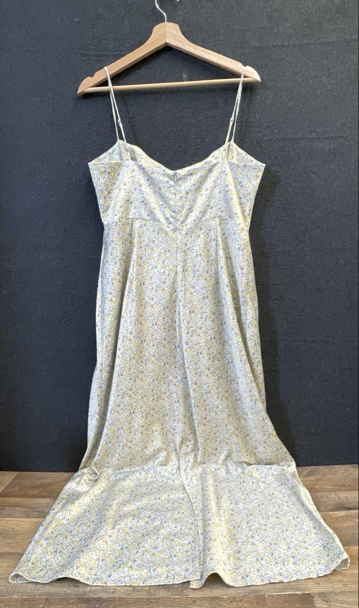 Park & Fifth Women's Yellow Floral Satin Cowl Neck Slip Maxi Dress Sz XXL