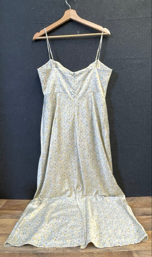 Park & Fifth Women's Yellow Floral Satin Cowl Neck Slip Maxi Dress Sz XXL