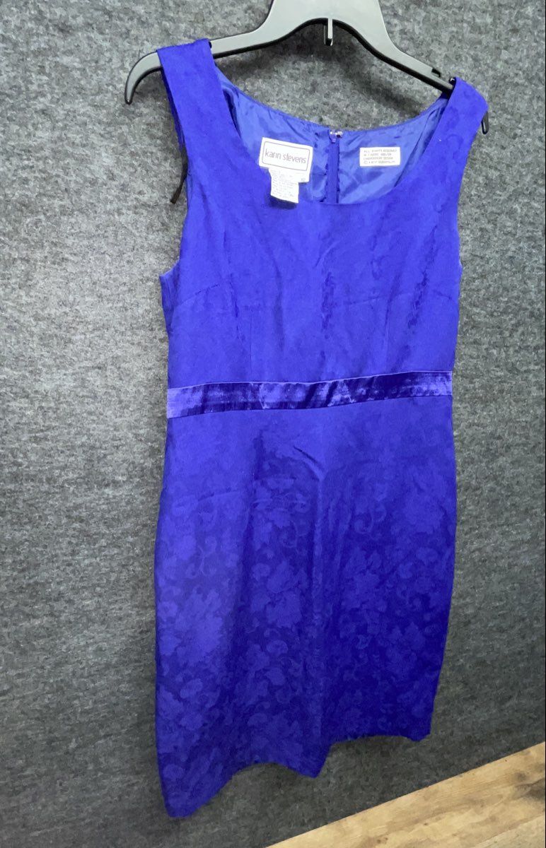 Karin Stevens Women's Plum Purple Vintage 90s Floral Jacquard Dress Set Sz 10