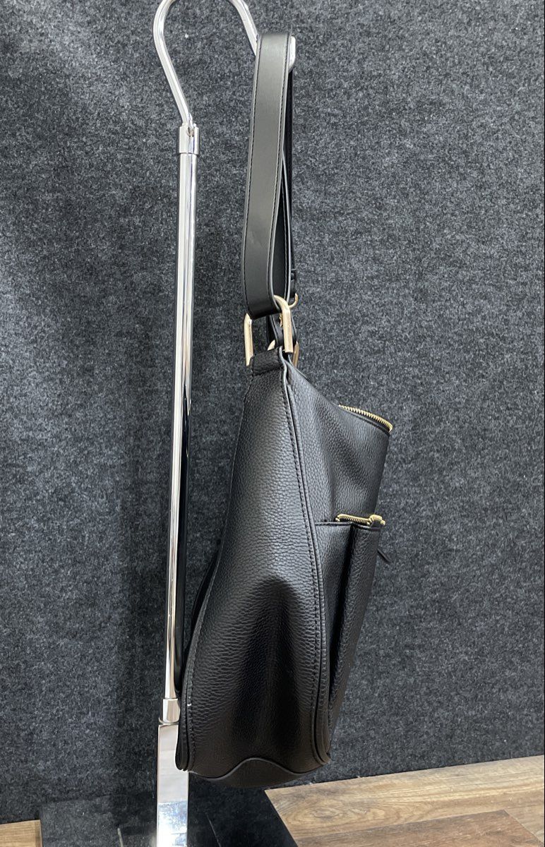 Fiorelli Black Leather Hobo Shoulder Bag Large Gold Tone Hardware Crossbody