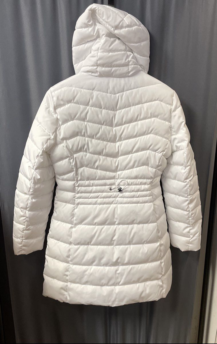 Laundry by Shelli Segal Women's White Hooded Puffer Parka Jacket Cinch Sz S