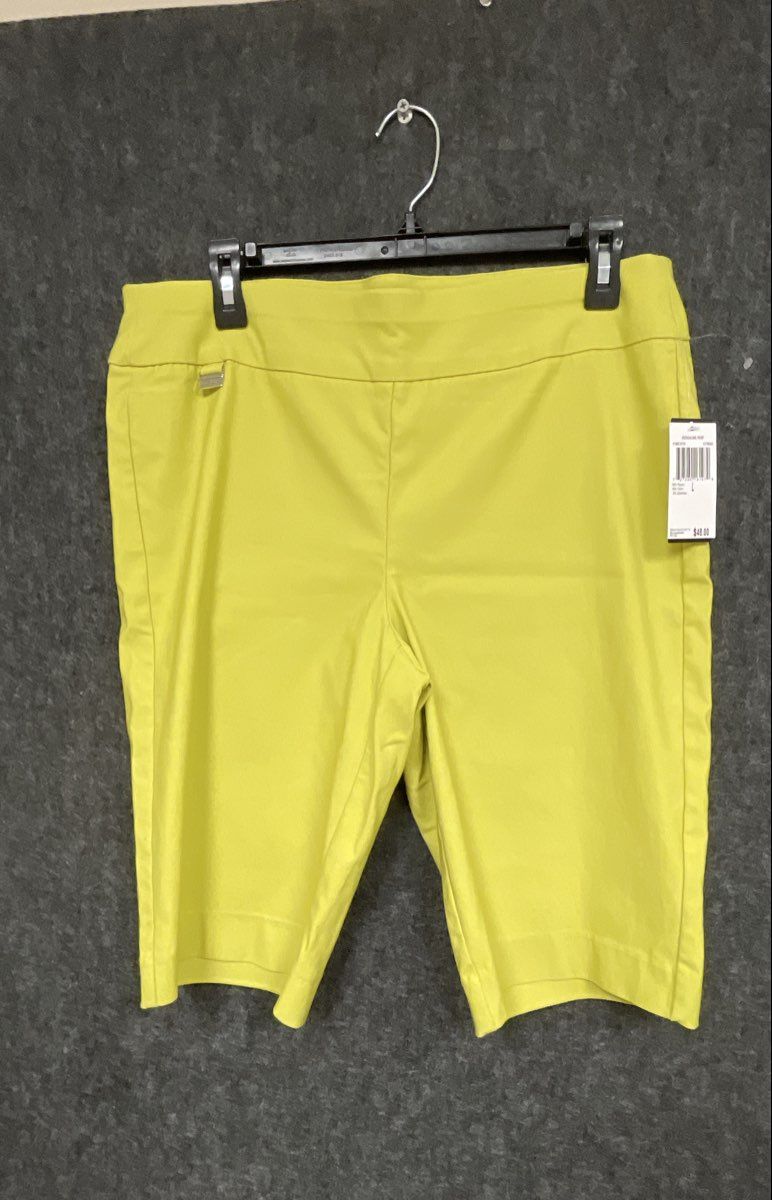 Premise Studio Women's Citrine Yellow Bengaline Stretch Bermuda Shorts Sz L NWT