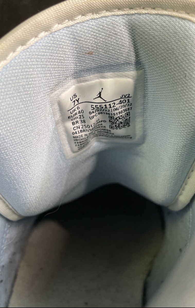 Nike Air Jordan 1 Mid GS Ice Blue Black White Sneakers Size 7Y