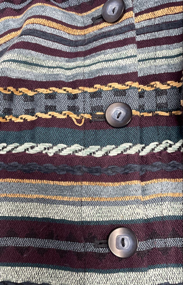 Sag Harbor Women's Blue Multicolor Striped Southwestern Knit Jacket Sz 16