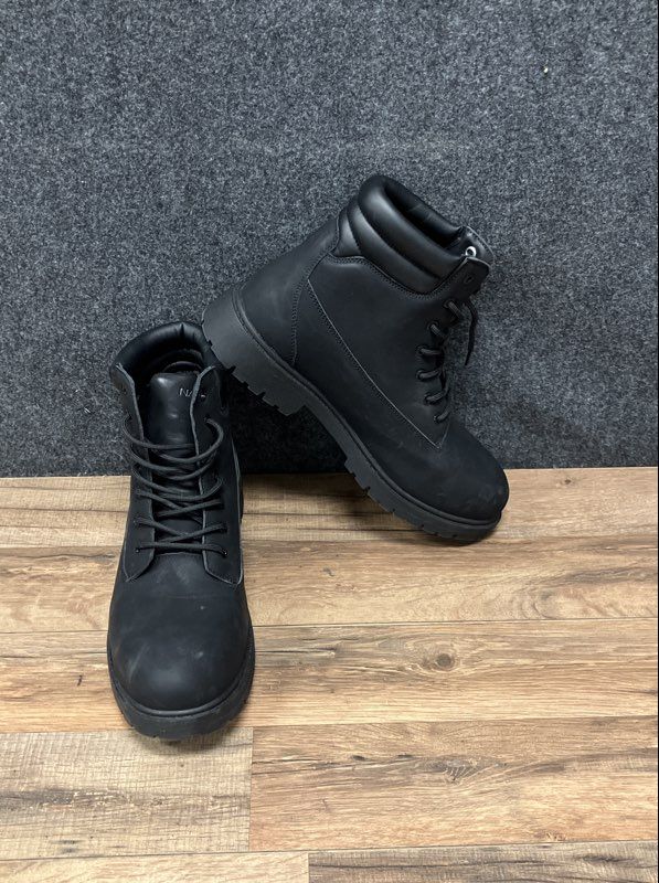 Nautica Pattox Smooth Black Lace Up Lifestyle Boots Men's Size 12