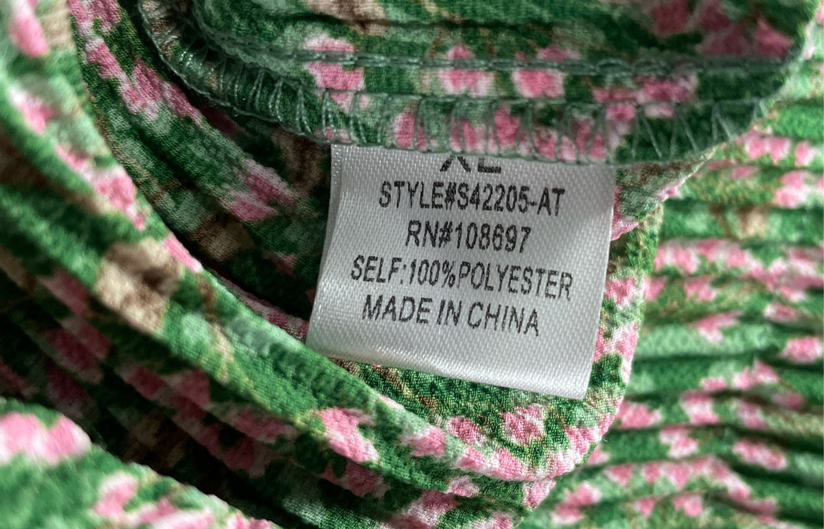 Alice Blue Women's Floral Pleated Tiered Midi Skirt Green Pink Size XL