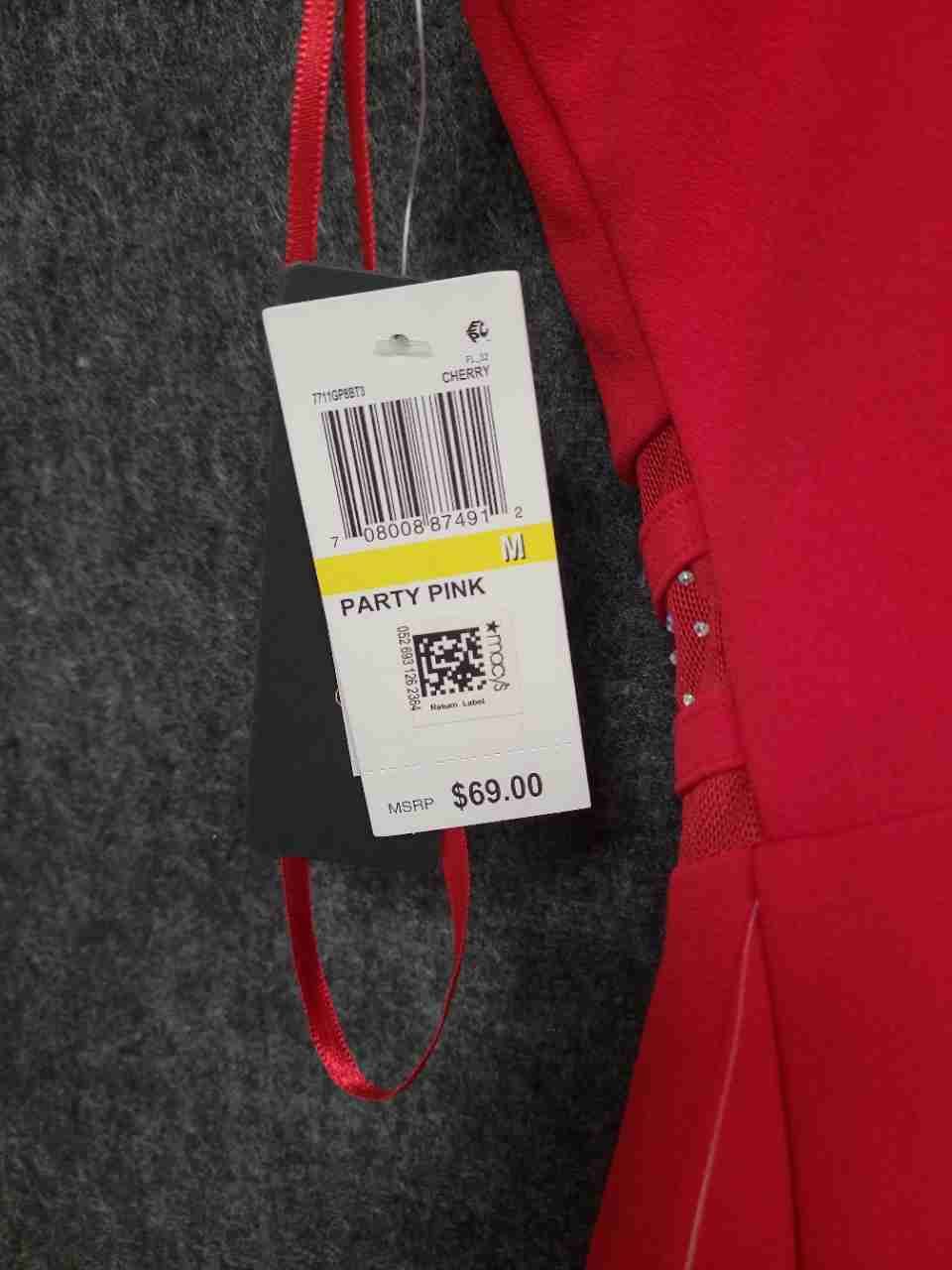 City Studio Women's Party Pink Red Embellished Waist Fit & Flare Dress Sz M NWT