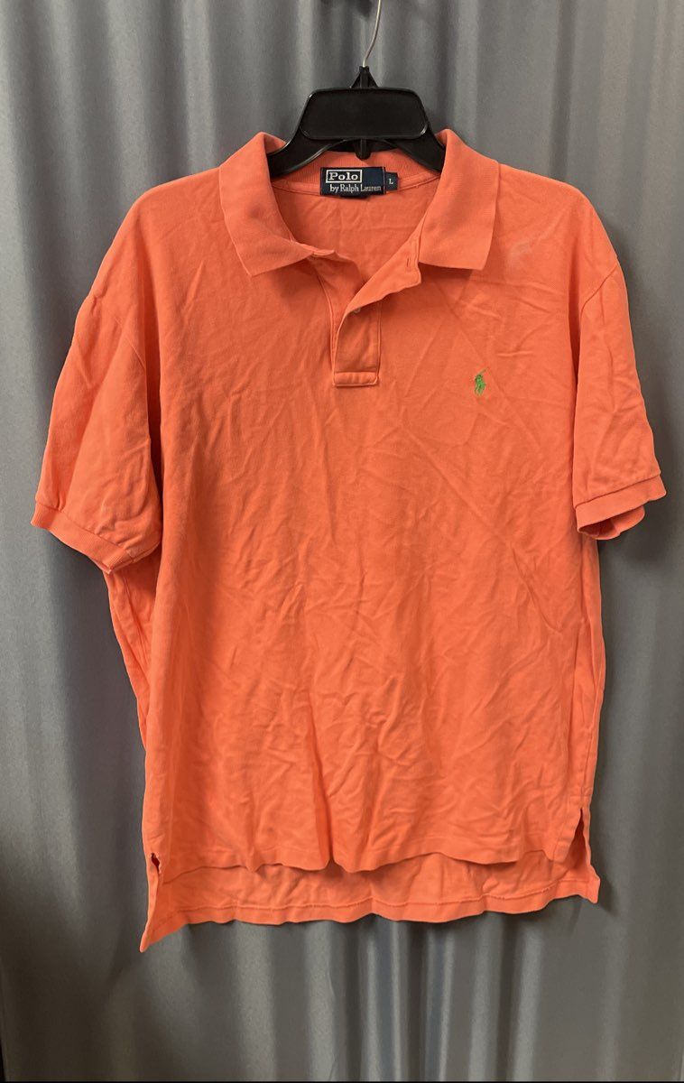 Vintage 90s Polo Ralph Lauren Men's Salmon Orange Pique Golf Polo Shirt Sz L