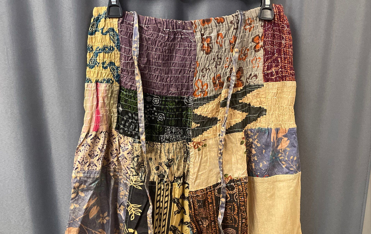 Kathmandu Imports NWT Himalayan Patchwork Cotton Pants Smocked Waist Size S