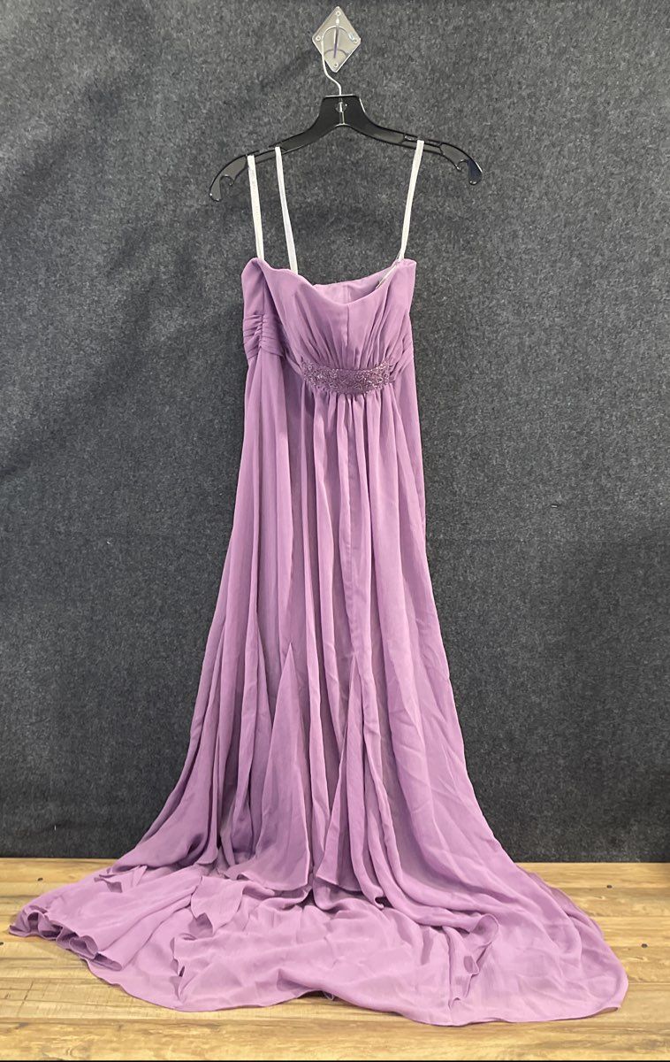 David's Bridal Women's Wisteria Purple Strapless Beaded Crinkle Dress Sz 2 NWT