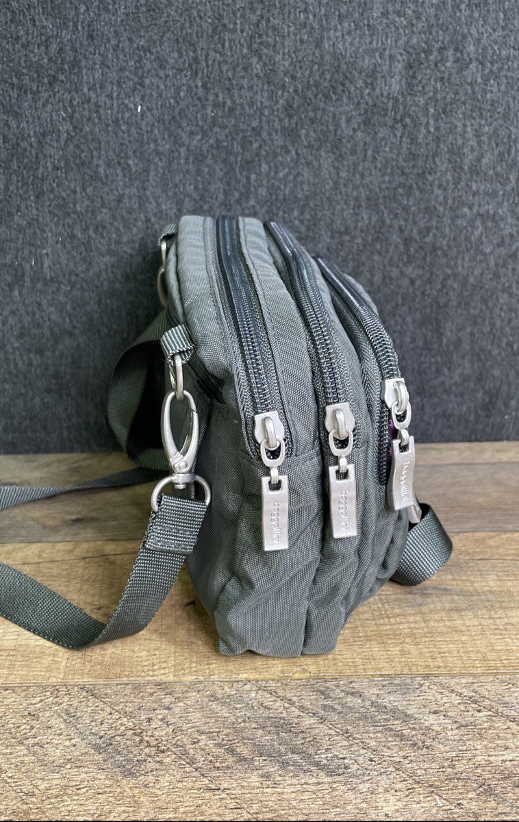Baggallini Dark Grey Nylon Triple Zip Bagg Convertible Crossbody Waist Bag