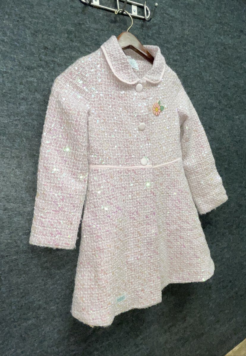 Disney Animators' Collection Girls Pink Tweed Sequin Sparkle Coat Sz M 7/8