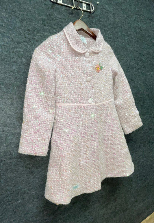 Disney Animators' Collection Girls Pink Tweed Sequin Sparkle Coat Sz M 7/8