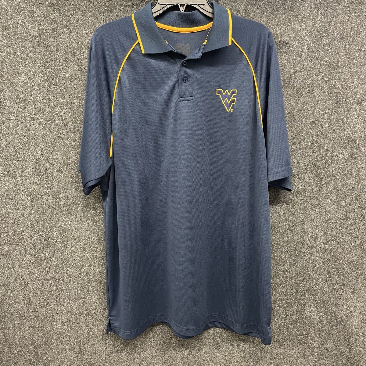 Pro Edge Men's West Virginia Mountaineers Polo Shirt Navy Blue Logo Sz 3XL