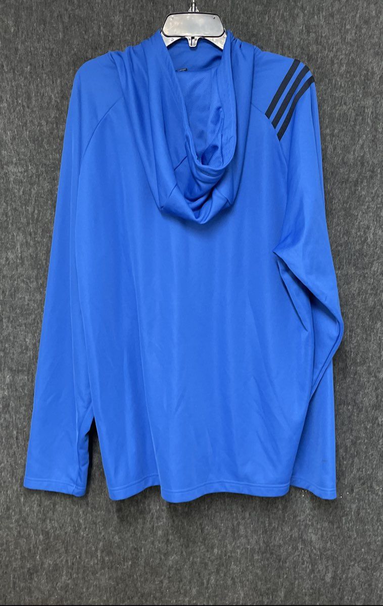 Adidas Men's Blue Pullover Hoodie Black Side Panels Athletic Sz XL
