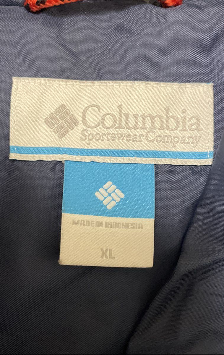 Columbia Women's Navy Blue White Full Zip Hooded Windbreaker Rain Jacket Sz XL