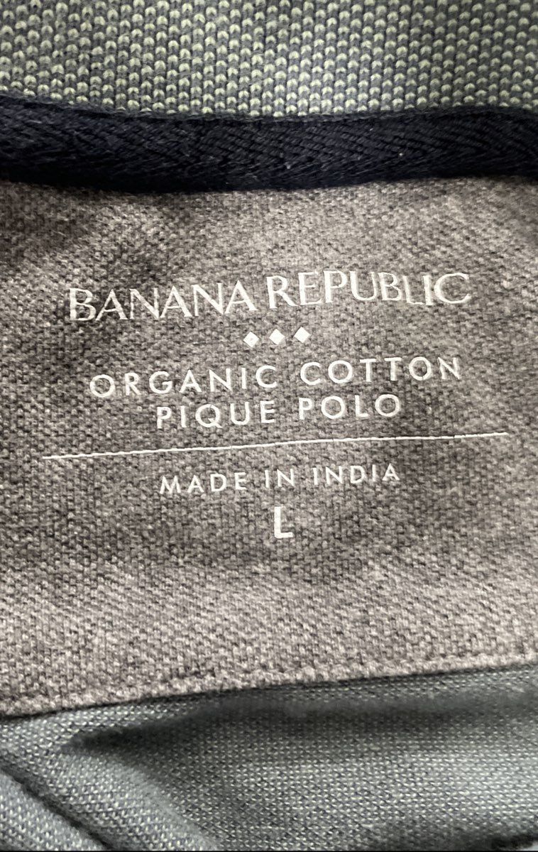 Banana Republic Men's Short Sleeve Polo Lot of 2 Blue Pineapple Pique Sz L